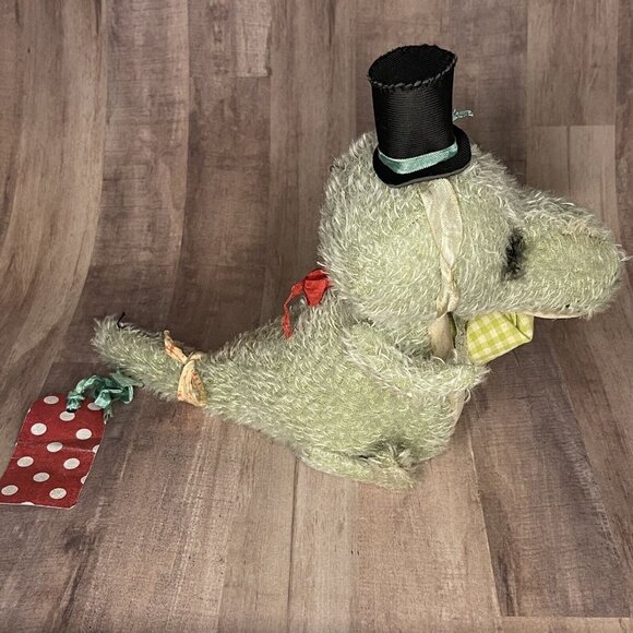 Vintage Antique Plush toy Dinosaur Gator Mr Snapsworth, OOAK toy handmade toy - Picture 4 of 16